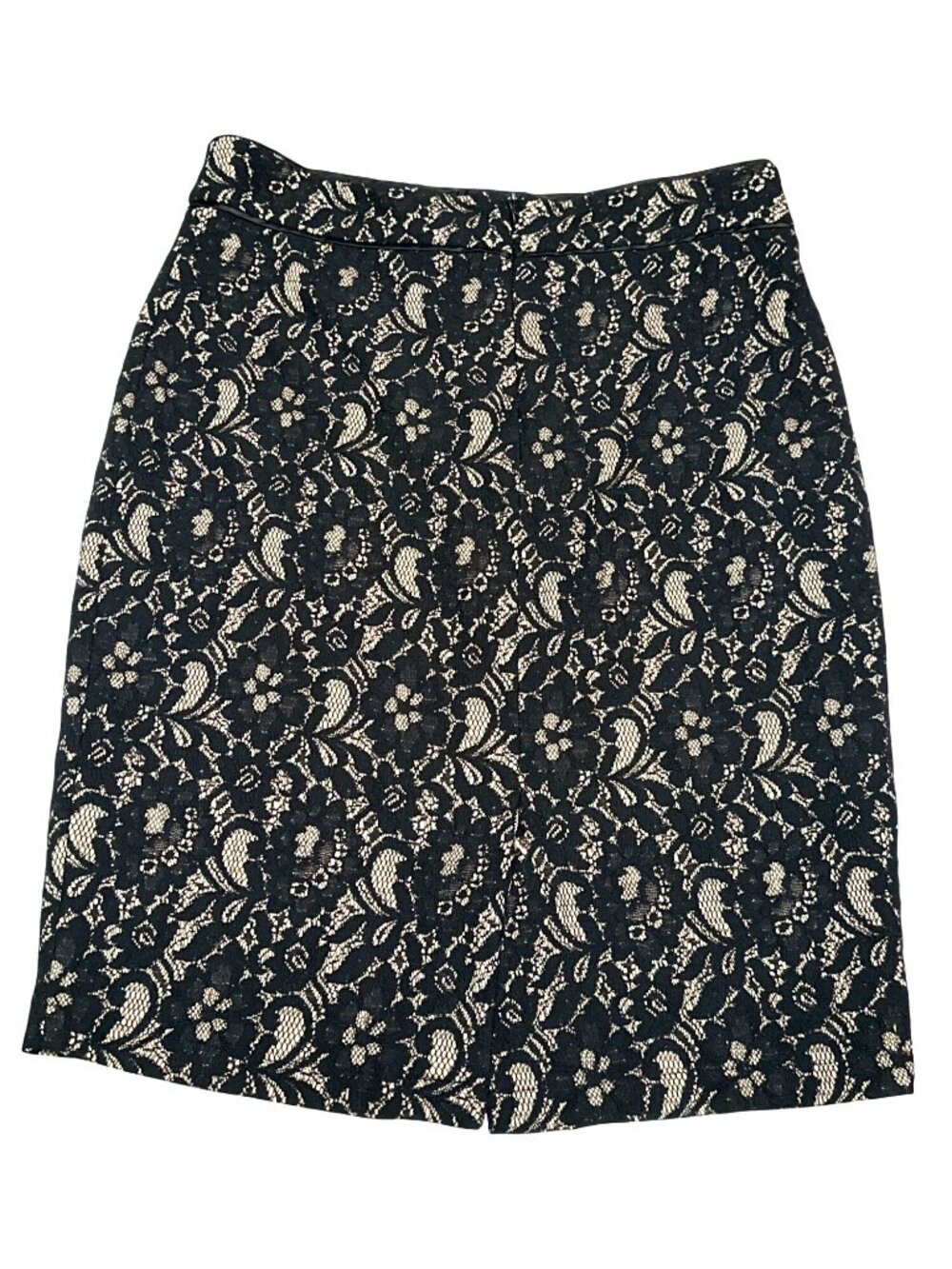 Forever 21 Size Large Black Nude Lace Pencil Skirt Lined Floral Dressy Evening - Picture 3 of 10